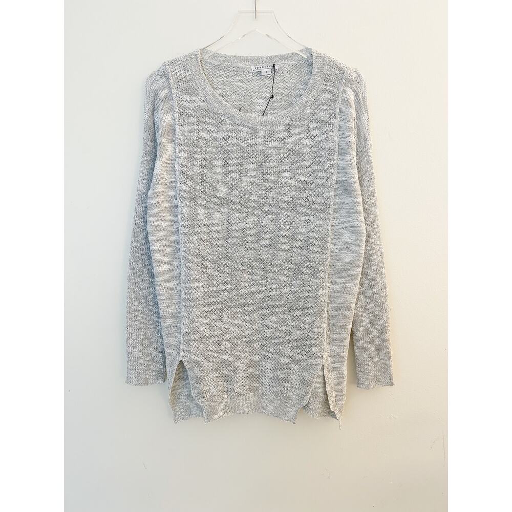 Loveriche Double Split Hem Gray Heather Tunic Sweater Size Small